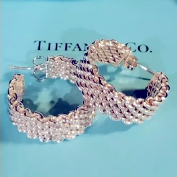 Tiffany & Co. Jewelry - Authentic Tiffany & Co. Somerset Mesh Hoop Earrings 925 Sterling Silver